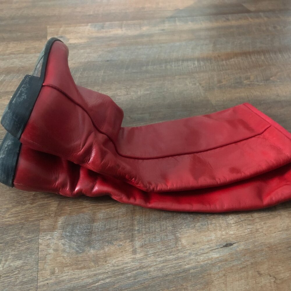 Vintage Arnold Churgin Red Leather Boots - Calf High Boots - Fits like US 8 - Picture 4 of 14